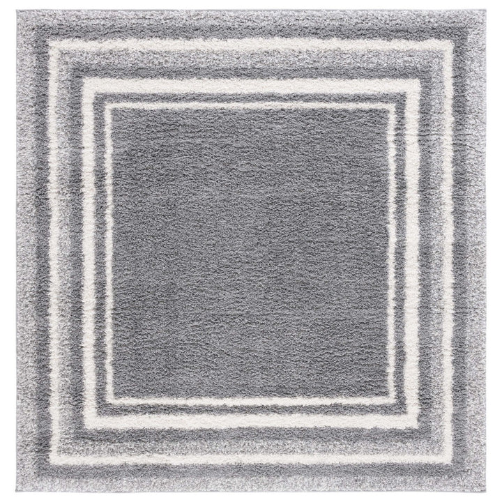 SAFAVIEH BSP251G Border and Stripe Shag 200 Grey / Ivory Image 3