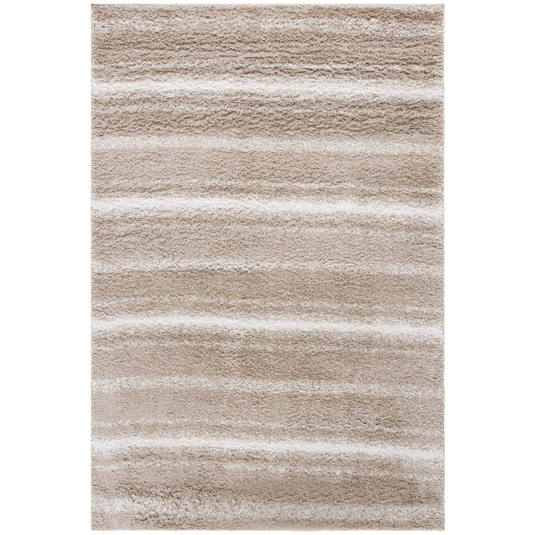 SAFAVIEH BSP252B Border and Stripe Shag 200 Beige / Ivory Image 1