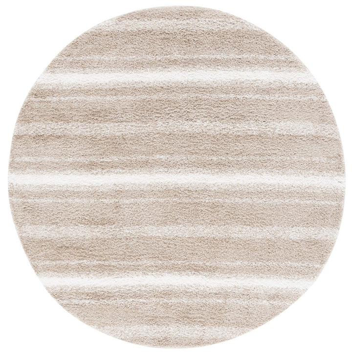 SAFAVIEH BSP252B Border and Stripe Shag 200 Beige / Ivory Image 2