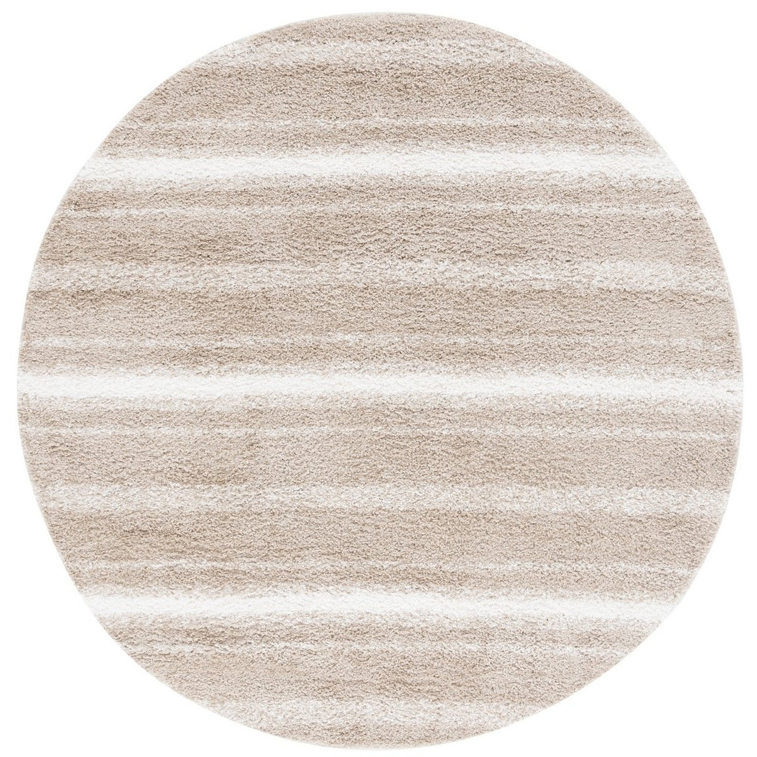 SAFAVIEH BSP252B Border and Stripe Shag 200 Beige / Ivory Image 1