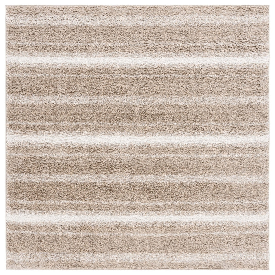 SAFAVIEH BSP252B Border and Stripe Shag 200 Beige / Ivory Image 3