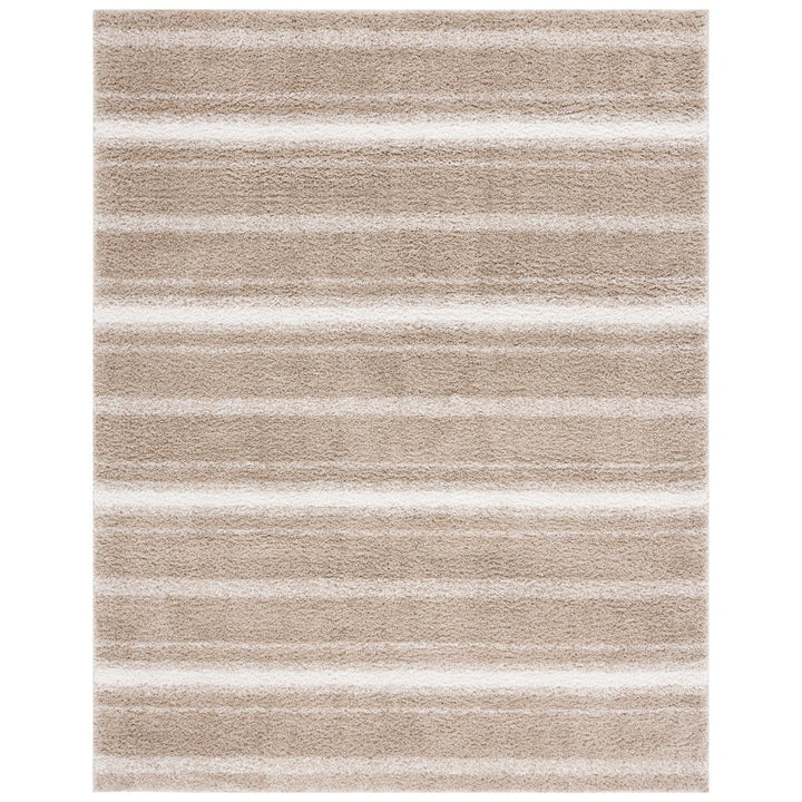 SAFAVIEH BSP252B Border and Stripe Shag 200 Beige / Ivory Image 1