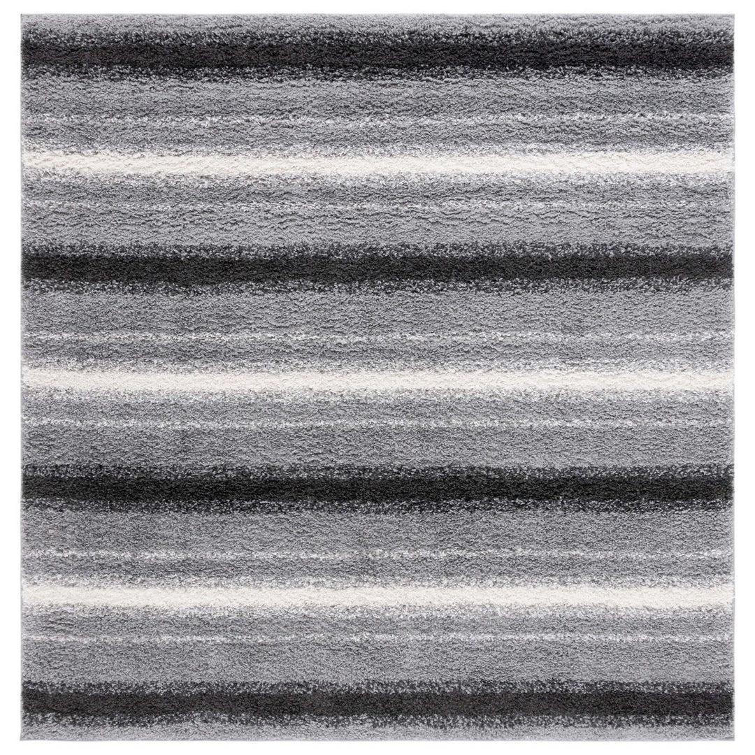 SAFAVIEH BSP252F Border and Stripe Shag 200 Grey / Black Image 3