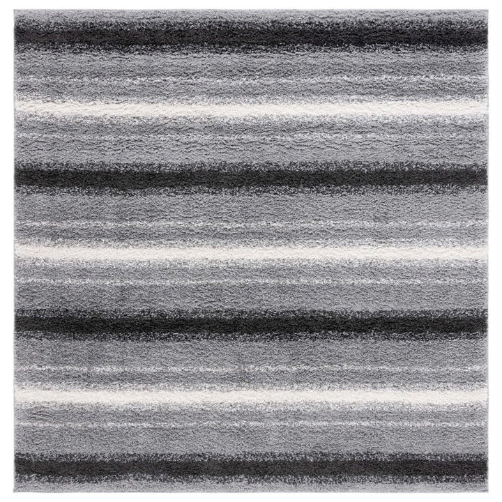 SAFAVIEH BSP252F Border and Stripe Shag 200 Grey / Black Image 3