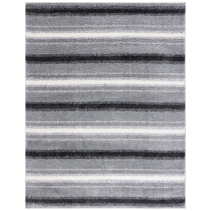 SAFAVIEH BSP252F Border and Stripe Shag 200 Grey / Black Image 4