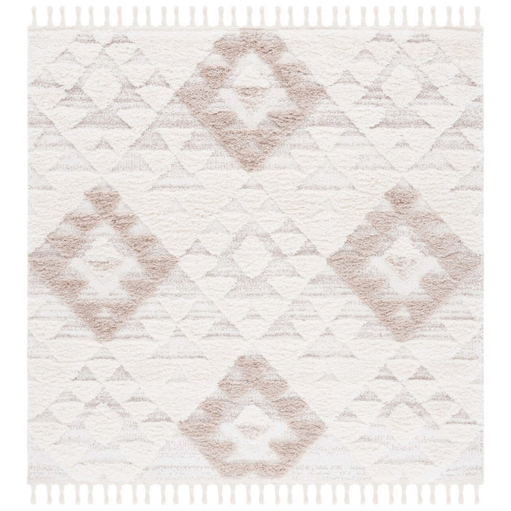 SAFAVIEH MTS688B Moroccan Tassel Shag Ivory / Beige Image 2