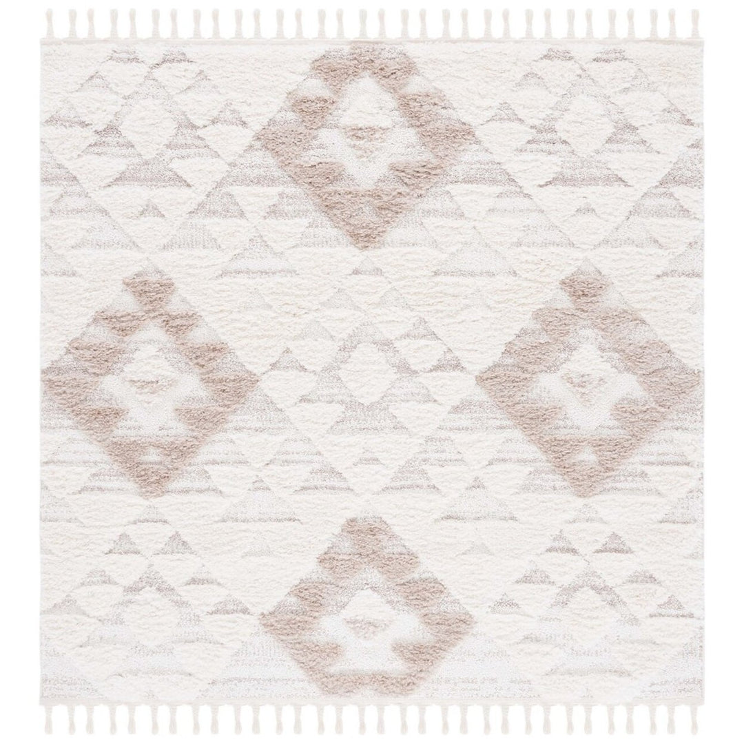 SAFAVIEH MTS688B Moroccan Tassel Shag Ivory / Beige Image 1