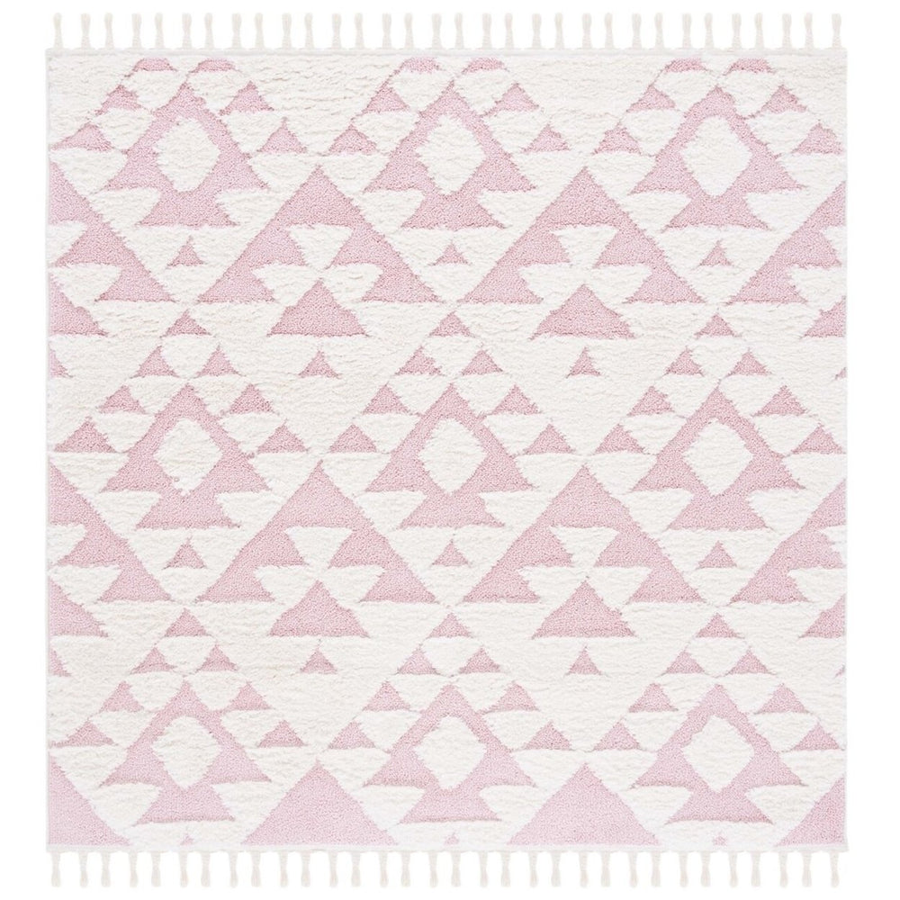 SAFAVIEH MTS688U Moroccan Tassel Shag Ivory / Pink Image 2