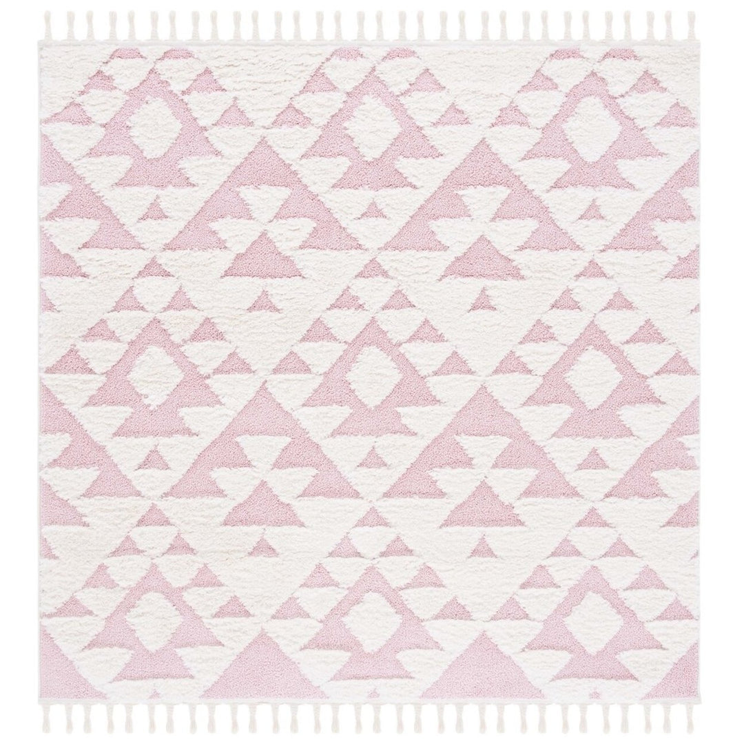 SAFAVIEH MTS688U Moroccan Tassel Shag Ivory / Pink Image 1