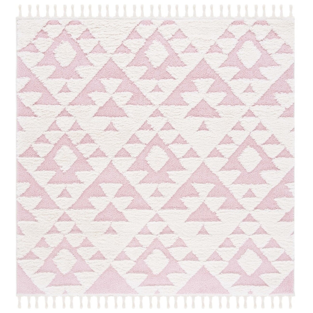 SAFAVIEH MTS688U Moroccan Tassel Shag Ivory / Pink Image 2