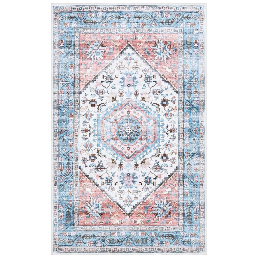 SAFAVIEH WPR322K Washable Printed Rug Turquoise / Red Image 1