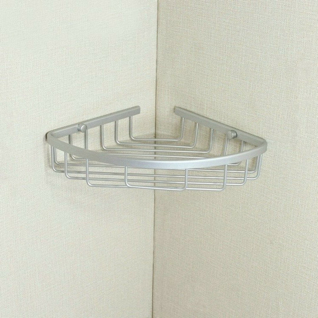 Aluminium Wall Mounted Bathroom Corner Shower Caddies Storage Shelf Rack Holder Image 7