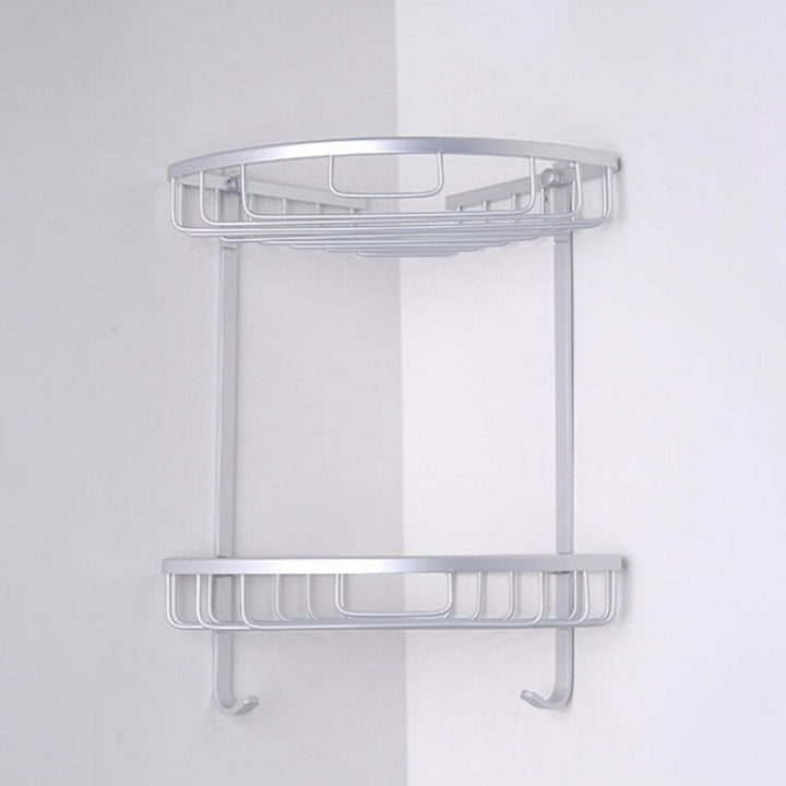 Aluminium Wall Mounted Bathroom Corner Shower Caddies Storage Shelf Rack Holder Image 8