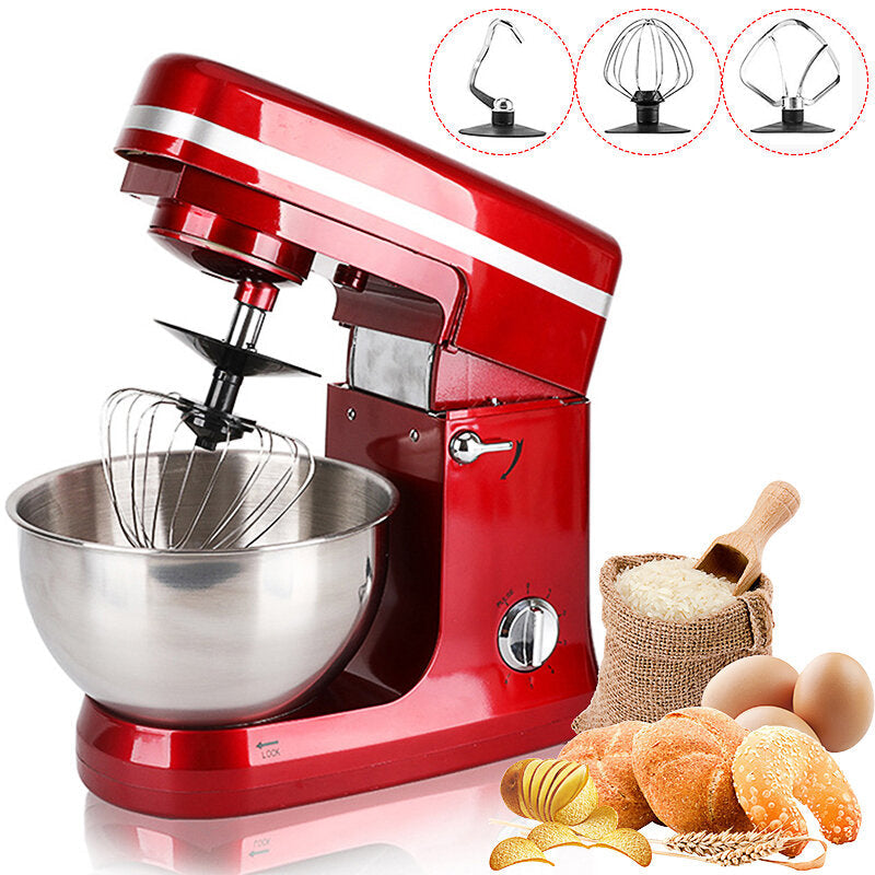 1000W 5L Multi-functional Electric Food Stand Blender Mixer Kneading Dough Machine 6 Speed Tilt-Head Stainless Steel Image 2