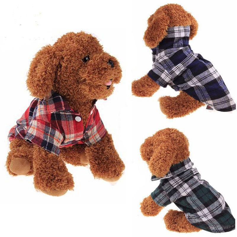 100% Cotton Pet Dog Plaid Stripe T-Shirt Puppy Vest Coats For Small Dog Clothes Classical Style Image 2