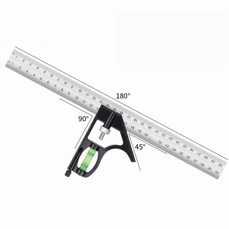 12" Professional Resolution Adjustable Stainless Steel Angle Combination Square Ruler Image 5