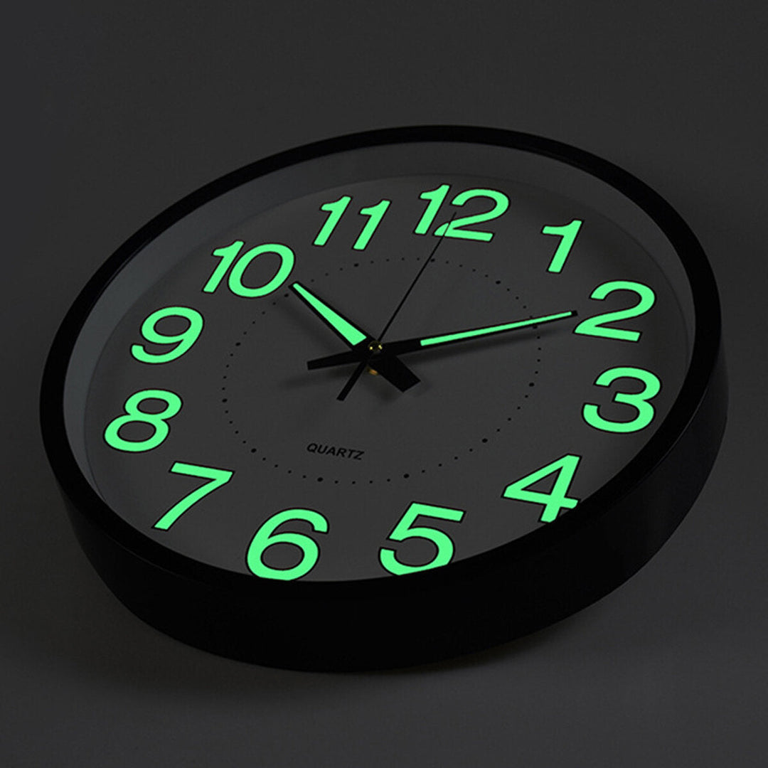 12 Luminous Wall Clock Glow In The Dark Silent Quartz Indoor Outdoor Home Image 2