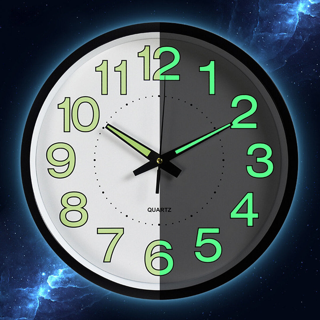 12 Luminous Wall Clock Glow In The Dark Silent Quartz Indoor Outdoor Home Image 6