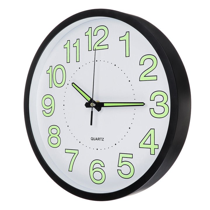 12 Luminous Wall Clock Glow In The Dark Silent Quartz Indoor Outdoor Home Image 9