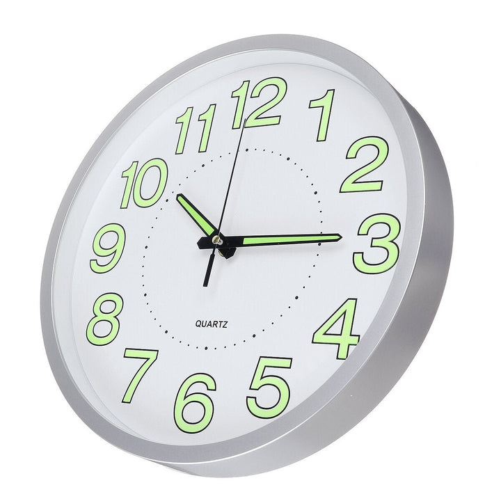 12 Luminous Wall Clock Glow In The Dark Silent Quartz Indoor Outdoor Home Image 12