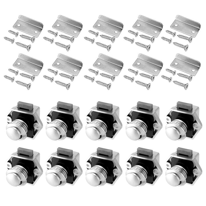 10Pcs Push Button Drawer Cupboard Door Catch Lock Caravan Rv Cabinet Latch Knob Image 1