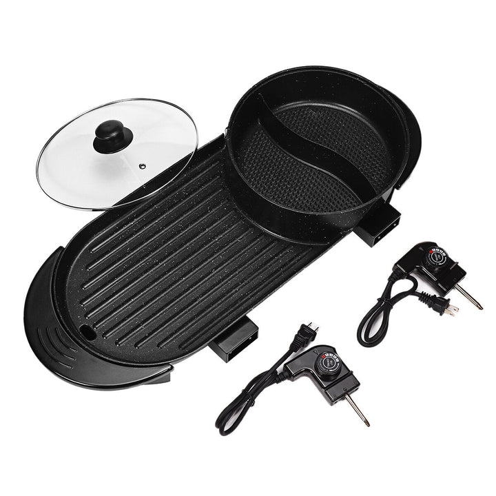 110V 1200W Electric 2-in-1 Hot pot BBQ Oven Grill Pan Portable Non-Stick Shabu Dinner Image 1