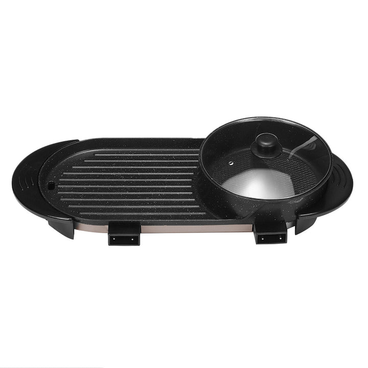 110V 1200W Electric 2-in-1 Hot pot BBQ Oven Grill Pan Portable Non-Stick Shabu Dinner Image 6