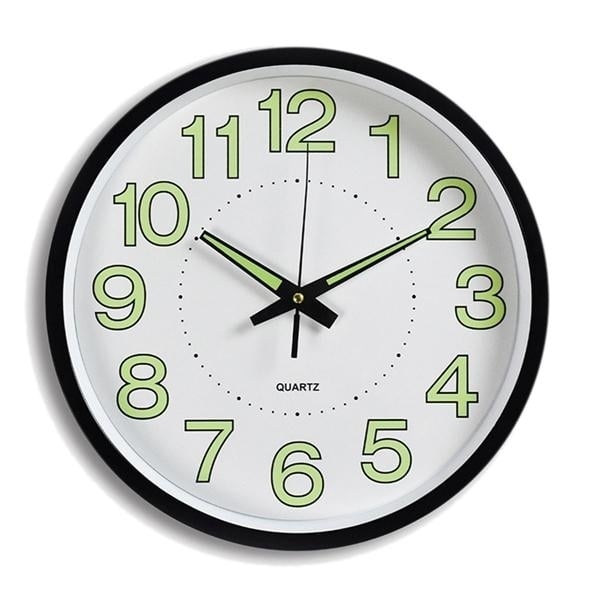 12" 12 Inch Luminous Wall Clock Glow In The Dark Silent Quartz Indoor,Outdoor Green Noctilucent Image 1