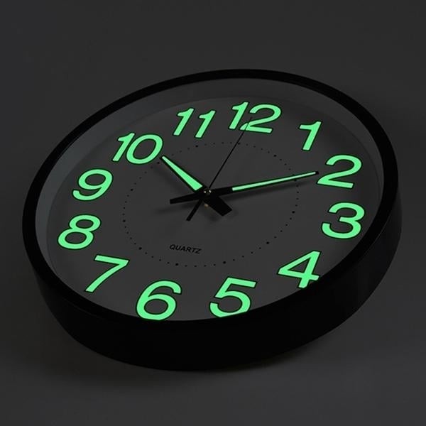 12" 12 Inch Luminous Wall Clock Glow In The Dark Silent Quartz Indoor,Outdoor Green Noctilucent Image 4