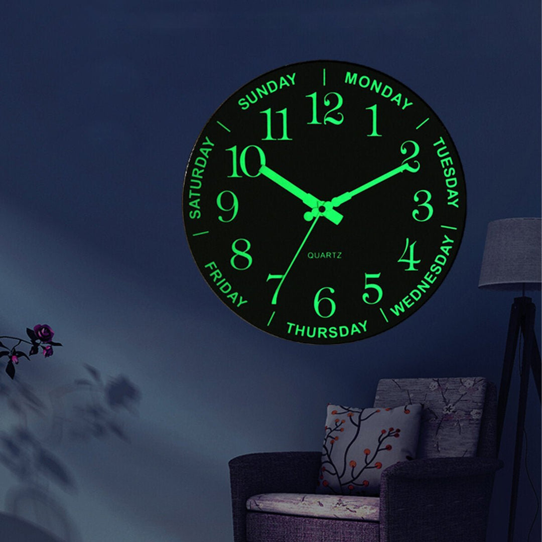 12 Luminous Silent Non Ticking Night Glow in the Dark Quartz Wall Image 5