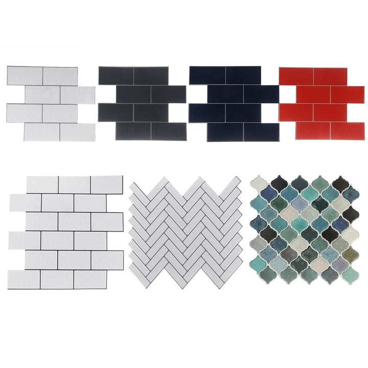 12inch DIY Tile Stickers 3D Brick Wall Self-adhesive Sticker Bathroom Kitchen Image 1