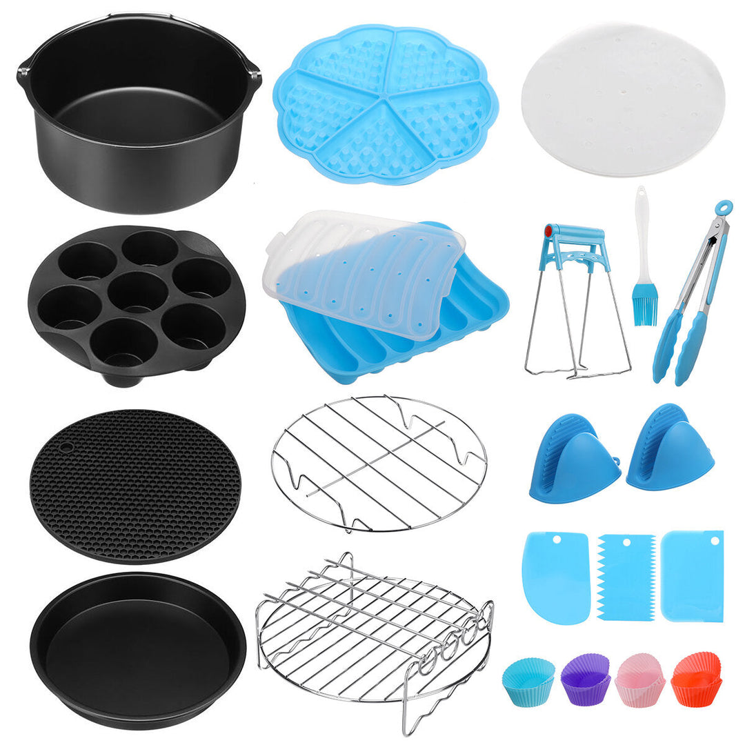 17Pcs 7,8,9 Air Fryer Accessories Set Non-stick Frying Cage Dish Baking Pan Image 1