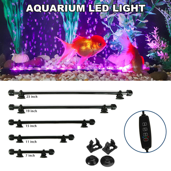 13.2W 18-90CM Fish Aquarium Tank 12V LED 3modes Submersible Light Underwater White + Blue Lamp Lantern Image 1