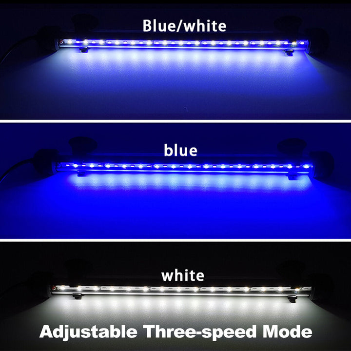 13.2W 18-90CM Fish Aquarium Tank 12V LED 3modes Submersible Light Underwater White + Blue Lamp Lantern Image 5