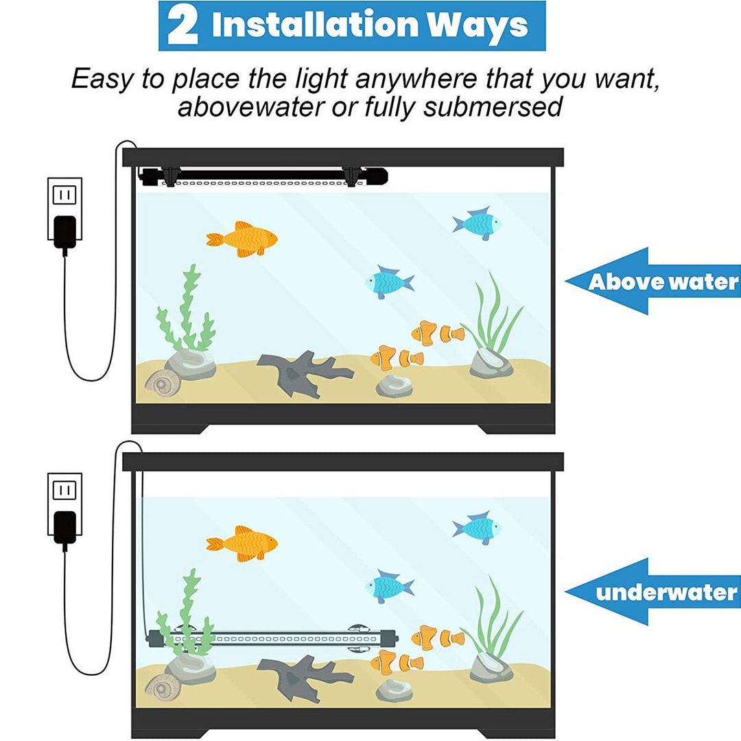 13.2W 18-90CM Fish Aquarium Tank 12V LED 3modes Submersible Light Underwater White + Blue Lamp Lantern Image 7