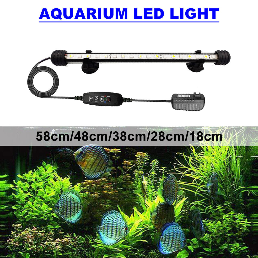 13.2W 18-90CM Fish Aquarium Tank 12V LED 3modes Submersible Light Underwater White + Blue Lamp Lantern Image 9