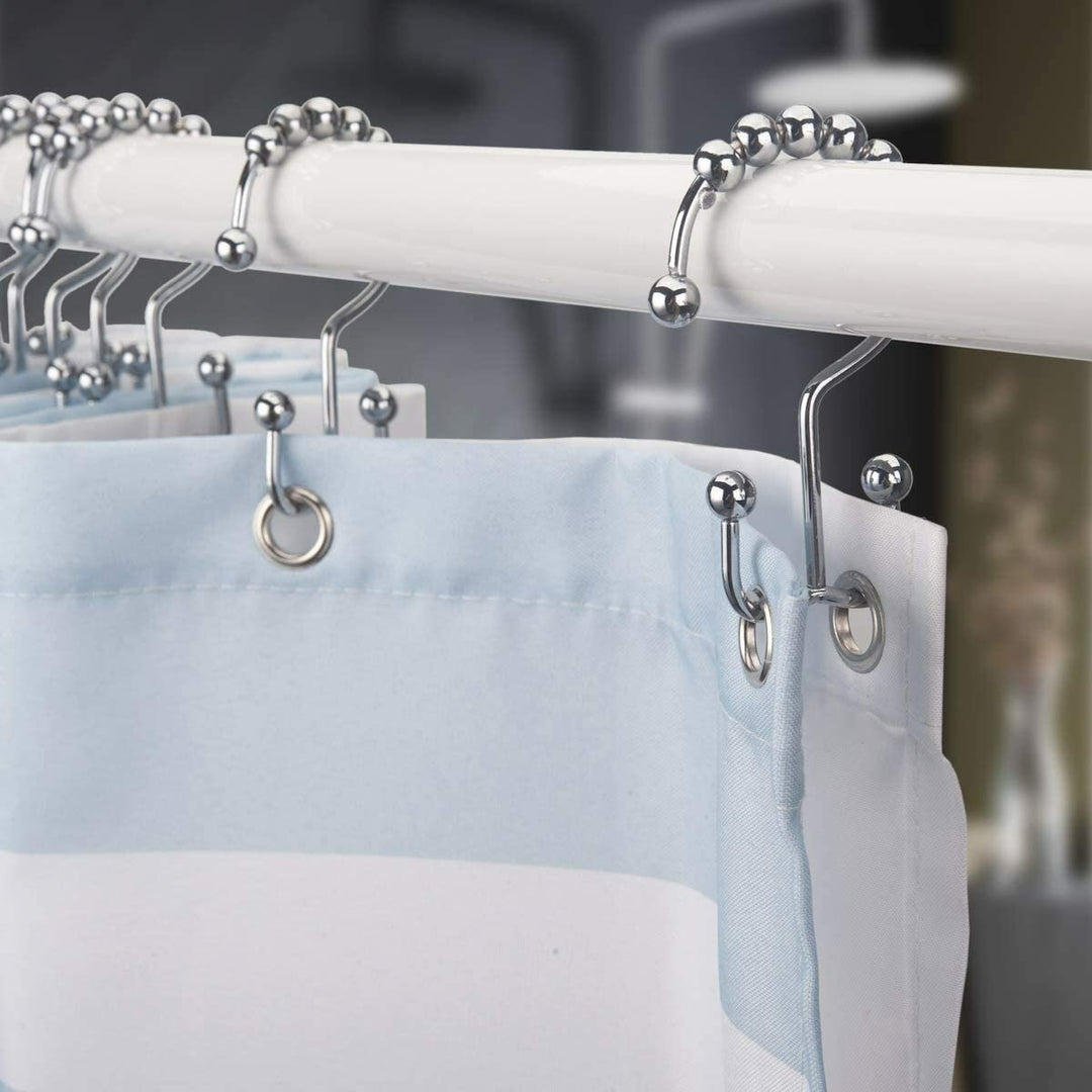 12Pcs Stainless Steel Shower Curtain Hooks Rings Rust-Resistant Metal Double Glide Shower Hooks for Bathroom Shower Rods Image 3