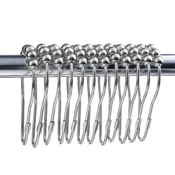 12Pcs Stainless Steel Shower Curtain Hooks Rings Rods For Bathroom Image 4