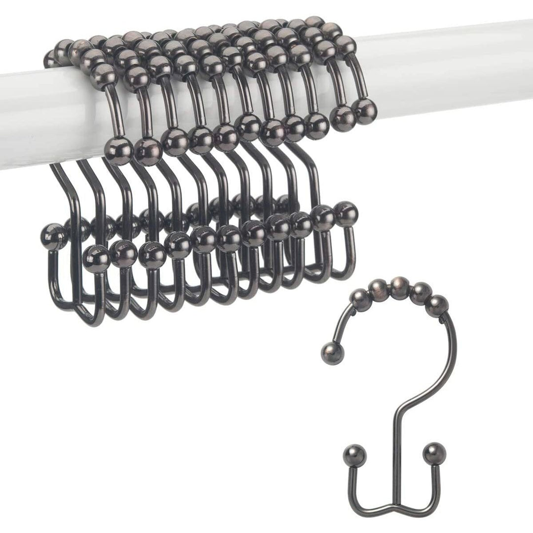 12Pcs Stainless Steel Shower Curtain Hooks Rings Rust-Resistant Metal Double Glide Shower Hooks for Bathroom Shower Rods Image 6