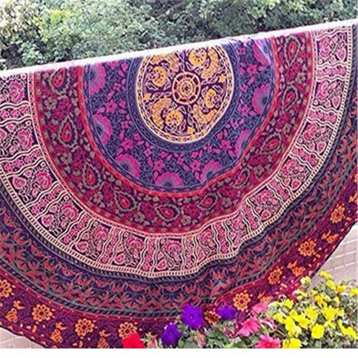 150cm Bohemian Thin Chiffon Beach Towel Mat Mandala Round Silk Scarf Bed Sheet Tapestry Image 3