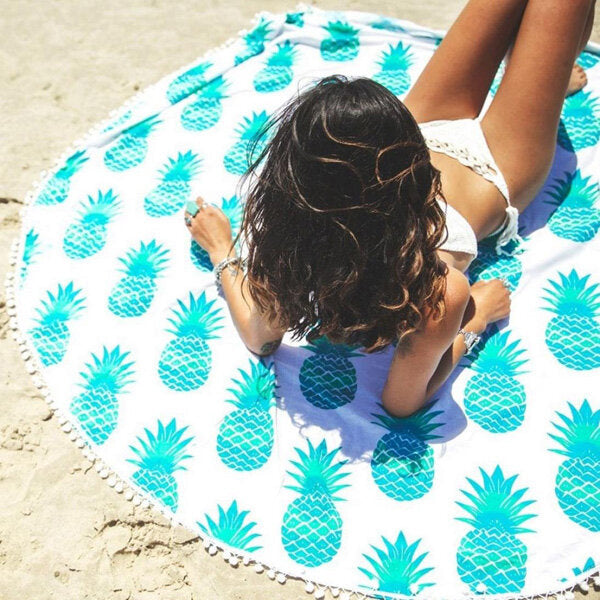 150cm Donut Pizza Pineaaple Printing Thin Dacron Beach Towel Shawl Bed Sheet Tapestry Image 6