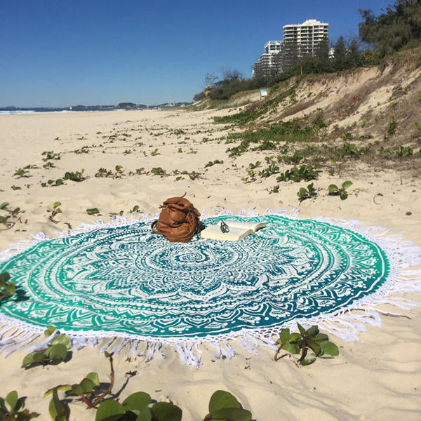 150cm European Style Thin Polyester Fiber Beach Yoga Towel Round Bed Sheet Tapestry Tablecloth Image 2