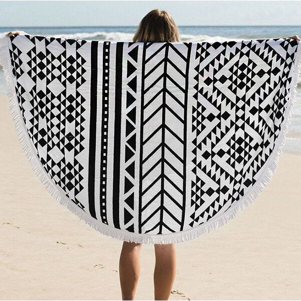 150cm European Style Thin Polyester Fiber Beach Yoga Towel Round Bed Sheet Tapestry Tablecloth Image 4