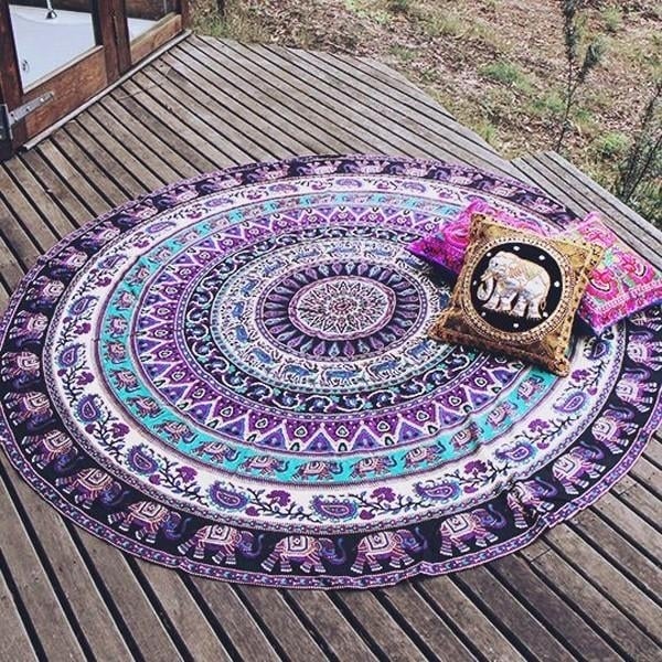 150cm Bohemian Thin Chiffon Beach Towel Mat Mandala Round Silk Scarf Bed Sheet Tapestry Image 5