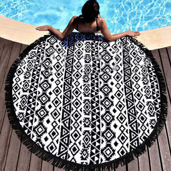 150cm European Style Thin Polyester Fiber Beach Yoga Towel Round Bed Sheet Tapestry Tablecloth Image 5