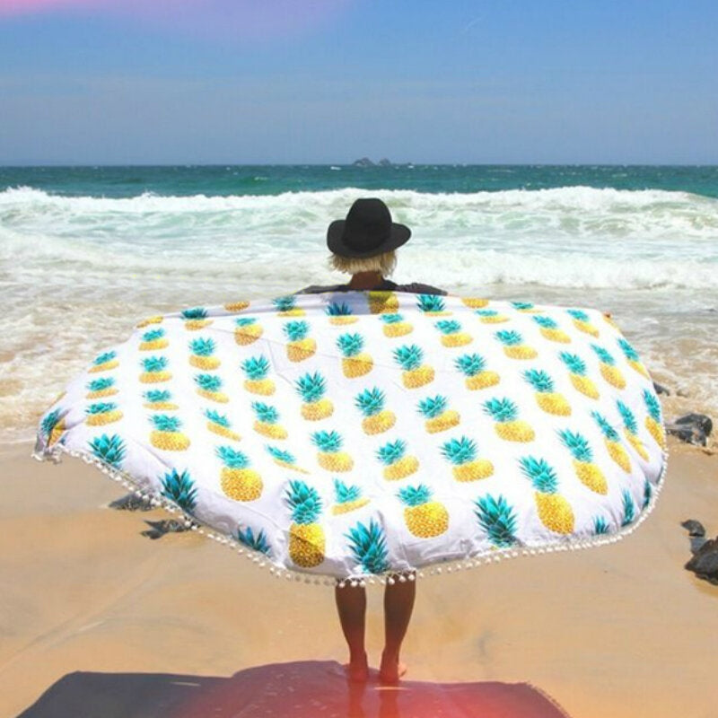 150cm Donut Pizza Pineaaple Printing Thin Dacron Beach Towel Shawl Bed Sheet Tapestry Image 9