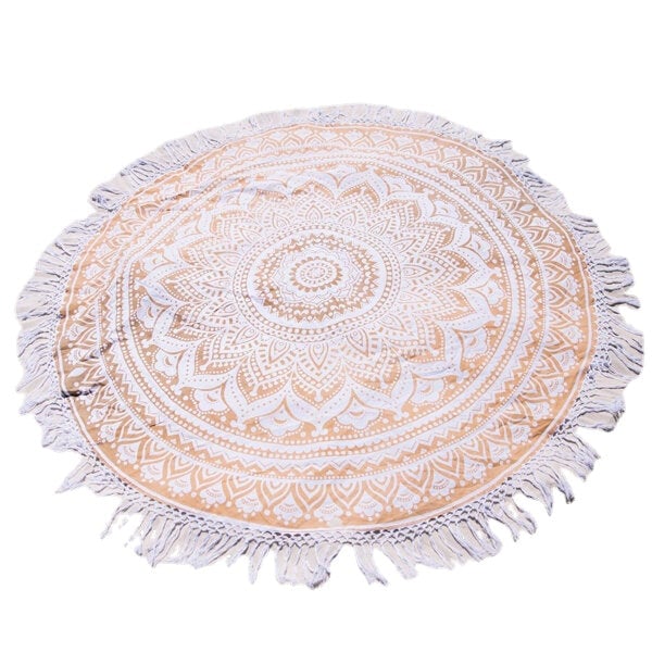 150cm European Style Thin Polyester Fiber Beach Yoga Towel Round Bed Sheet Tapestry Tablecloth Image 1