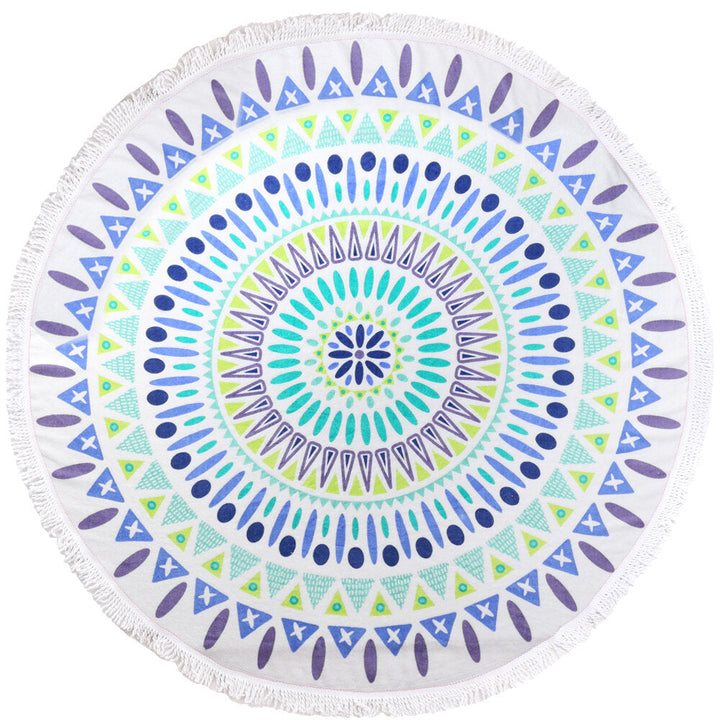 150cm Pure Cotton Cut Pile Printing Round Beach Towel Yoga Mat Bed Sheet Tapestry Tablecloth Image 5