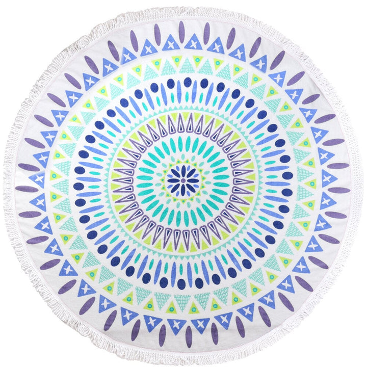 150cm Pure Cotton Cut Pile Printing Round Beach Towel Yoga Mat Bed Sheet Tapestry Tablecloth Image 1