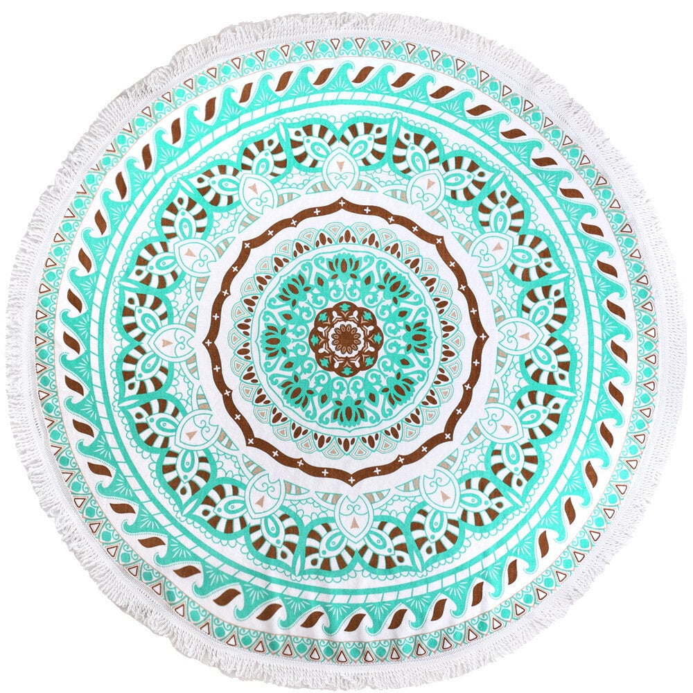 150cm Pure Cotton Cut Pile Printing Round Beach Towel Yoga Mat Bed Sheet Tapestry Tablecloth Image 1